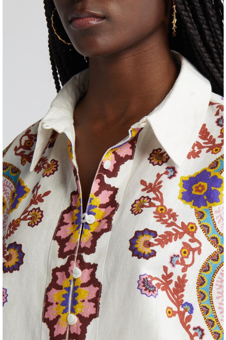 Jeni Cotton & Linen Button-Up Shirt, Alternate, color, LAGOS PRINT