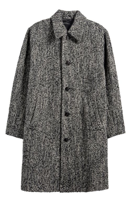 Nn07 Chevron Motif Long Sleeve Coat With Pockets In Black Multi