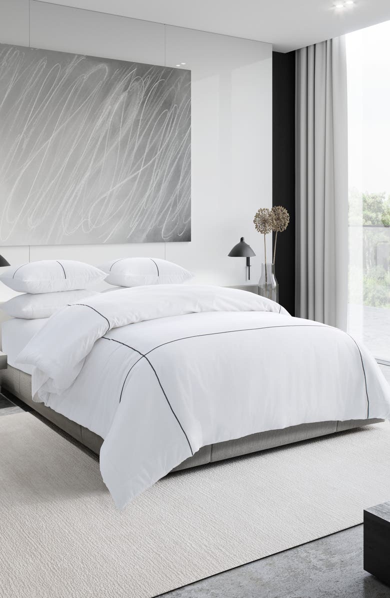 Vera Wang Zigzag Cotton Sateen Duvet Cover & Sham Set, Alternate, color, White