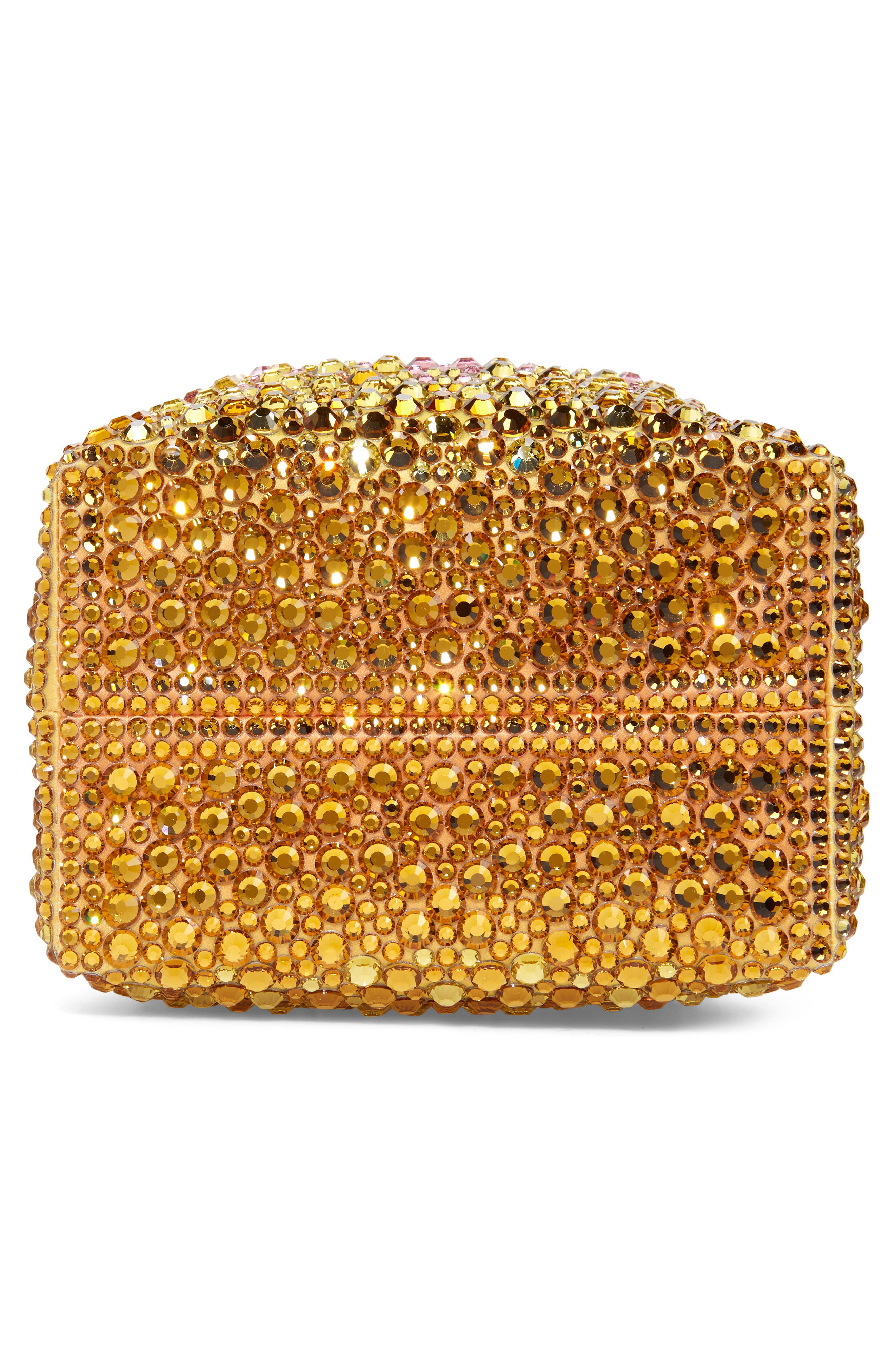 Bon Bon Crystal Embellished Top Handle Pouch, Alternate, color, SUNSET