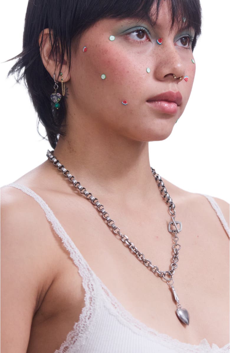 SHOP SPICY DAN Charles Antique Hand Holding Heart Charm Necklace, Alternate, color, Silver