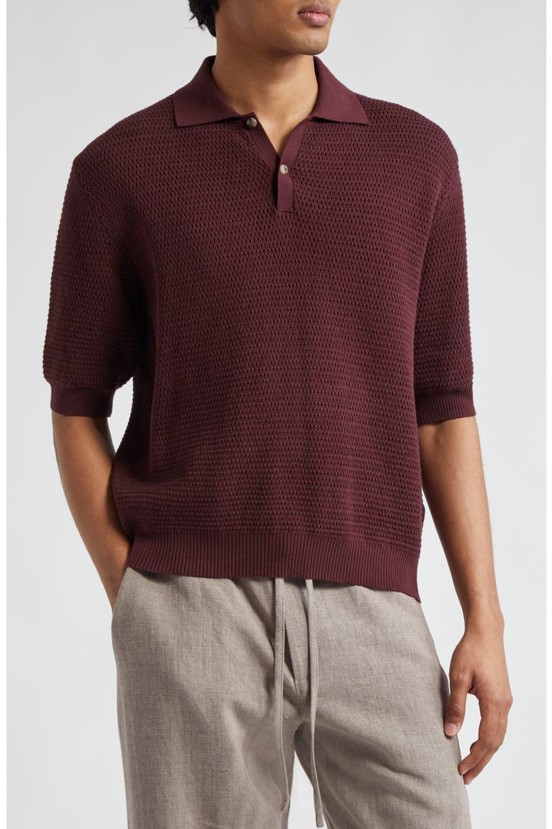 Honeycomb Knit Polo, Main, color, PLUM