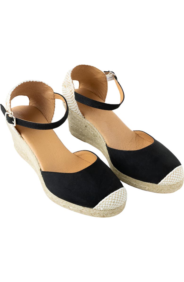 Menina Step Jimena Medium-Strap Espadrille, Alternate, color, Black