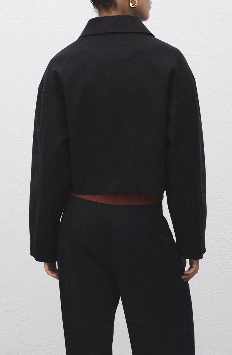 MANGO Crop Button Front Jacket, Alternate, color, Black