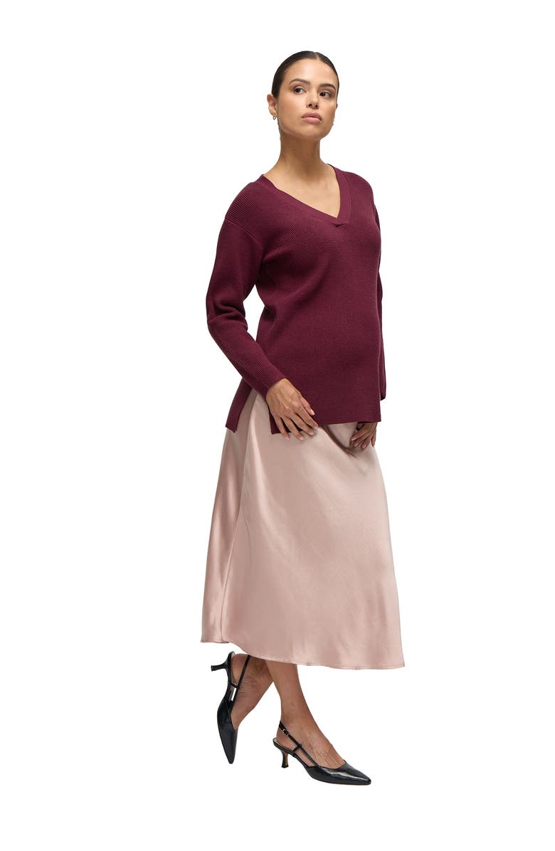 Ingrid & Isabel Maternity Satin Bias Skirt, Alternate, color, Dusty Rose