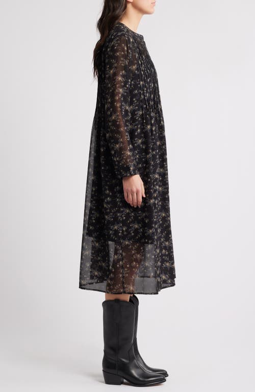 TREASURE & BOND TREASURE & BOND FLORAL PRINT LONG SLEEVE MIDI DRESS
