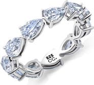 Crislu Pear Cut Horizontal Eternity Band Ring