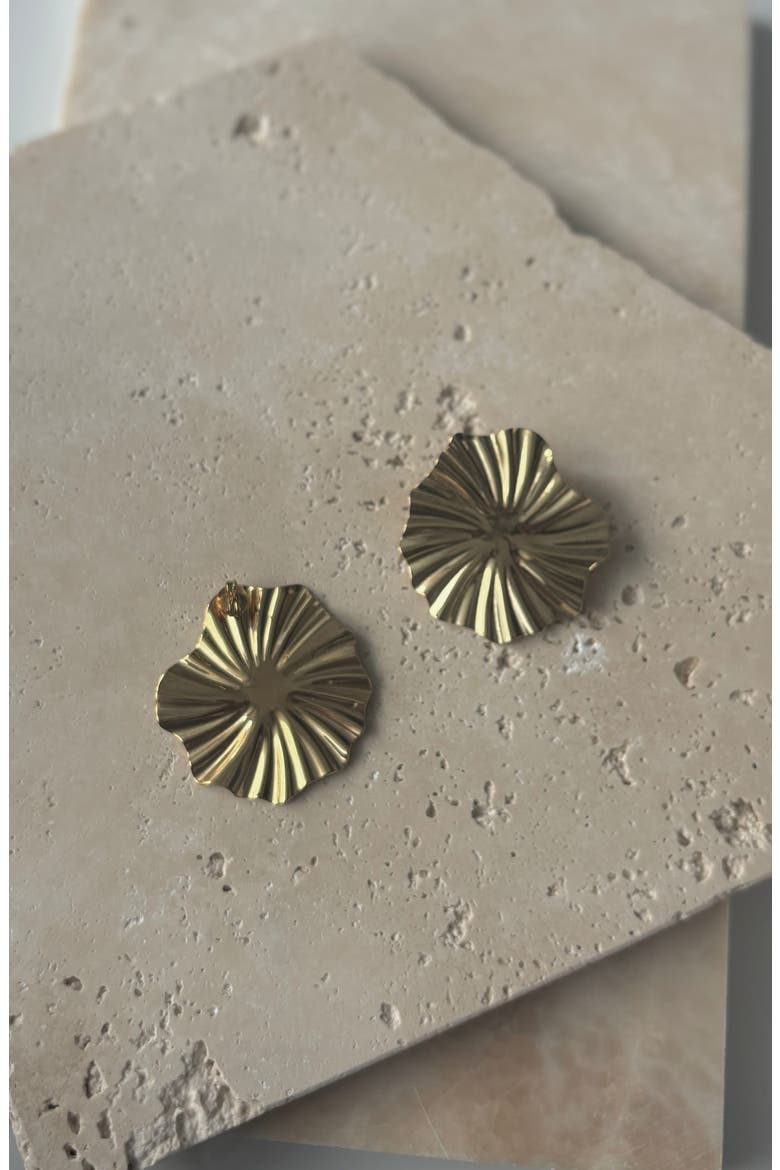 Sunray Round Earrings, Alternate, color, GOLD