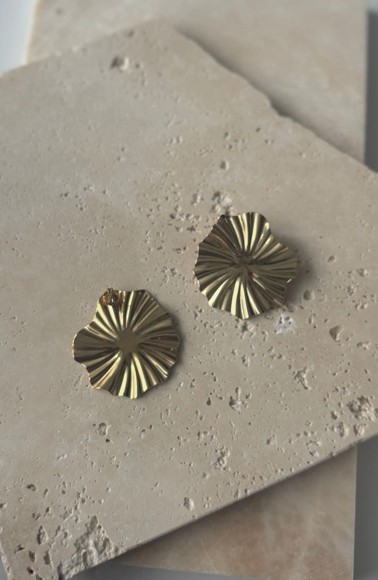 Adornia Sunray Round Earrings, Alternate, color, Gold