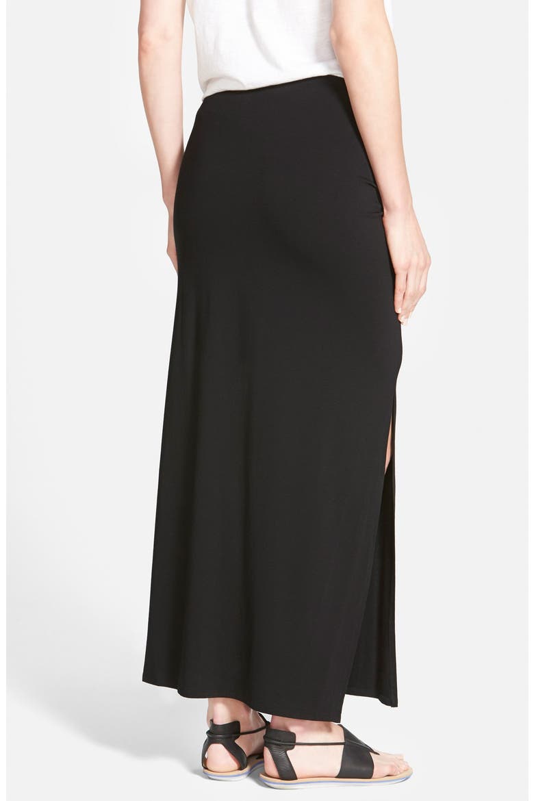 Side Slit Maxi Skirt, Alternate, color, RICH BLACK