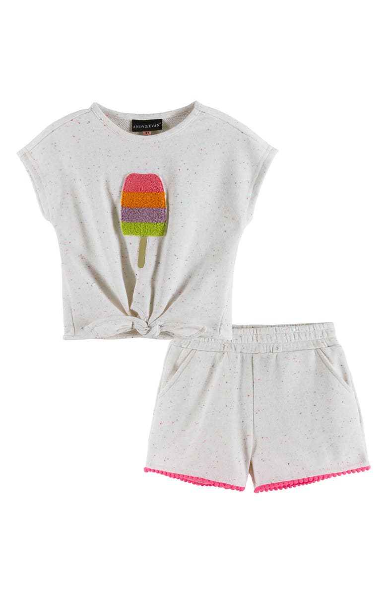 Andy & Evan Kids' Tie Front T-Shirt & Shorts Set, Main, color, 