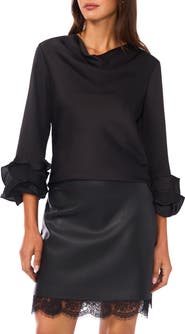 Vince Camuto Tiered Ruffle Sleeve Satin Top