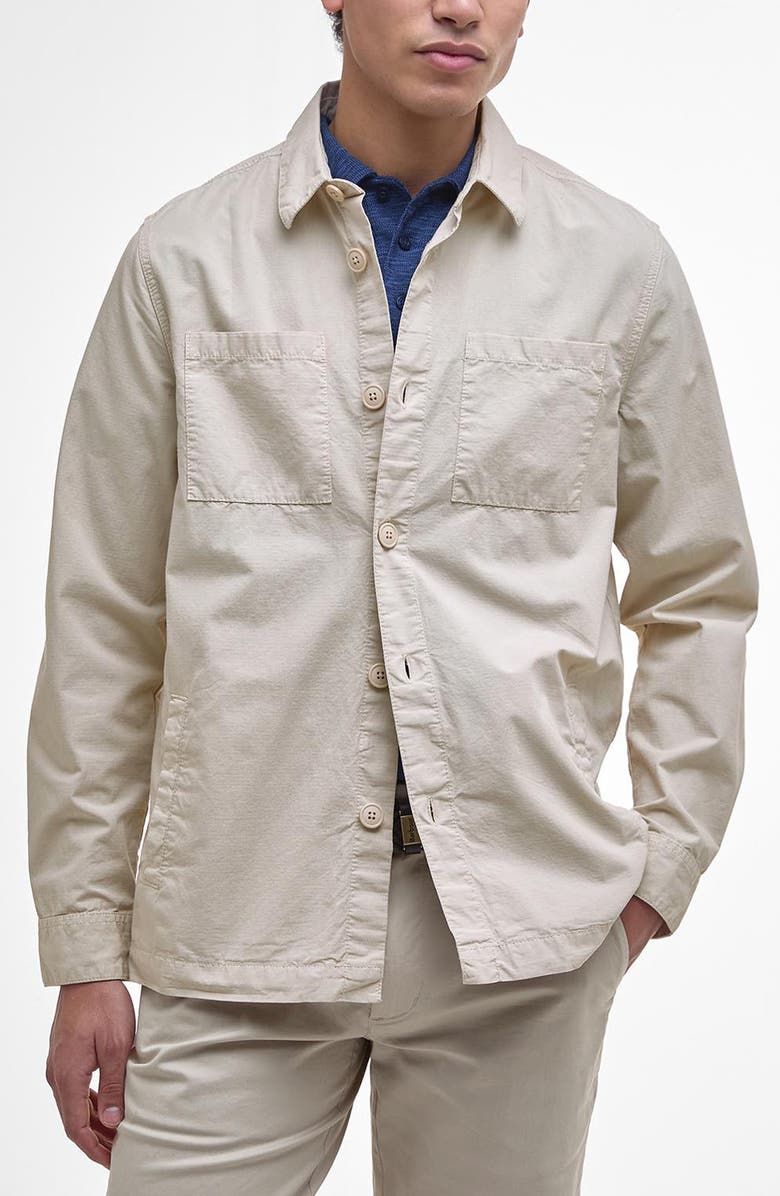 Barbour Rickfell Cotton Ripstop Button-Up Overshirt, Main, color, Mist