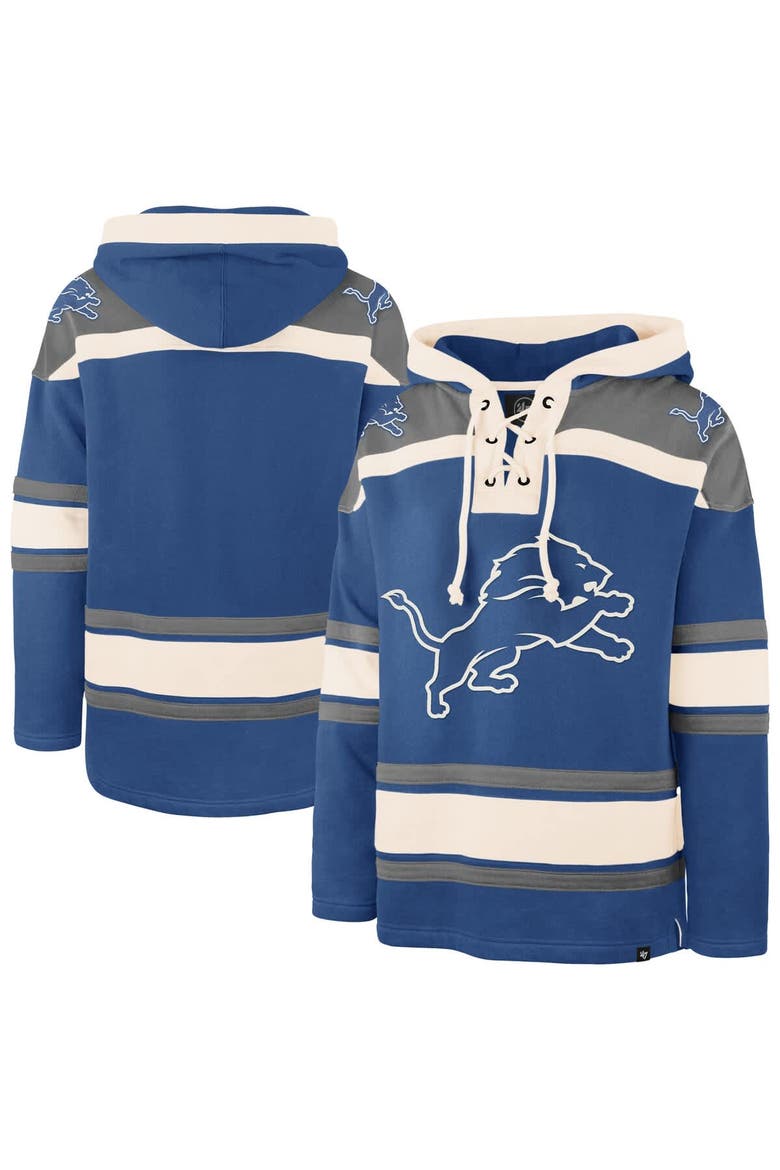 Men's '47  Blue Detroit Lions Superior Lacer Hoodie, Main, color, Blue