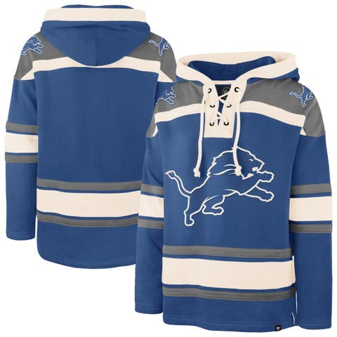 Men's '47  Blue Detroit Lions Superior Lacer Hoodie