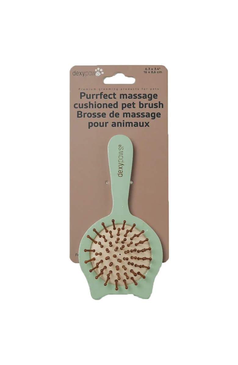 Dexypaws Purrfect Massage Cat Brush, Sage Green, Cat Shaped Comb Head, Pet Care, Main, color, Green