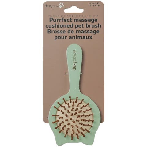 Purrfect Massage Cat Brush, Sage Green, Cat Shaped Comb Head, Pet Care