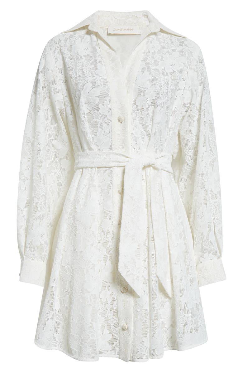 Zimmermann Belted Long Sleeve Floral Lace Minidress, Alternate, color, 