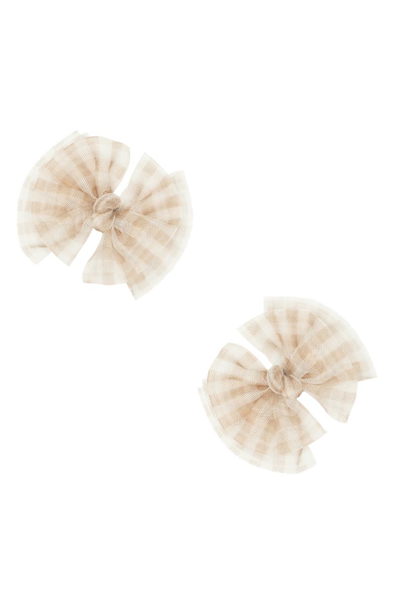 Baby Bling 2-Pack FAB Tulle Bow Hair Clips, Main, color, Blush Gingham