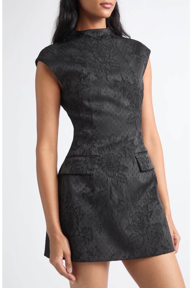 Haworth Floral Jacquard Minidress, Alternate, color, BLACK