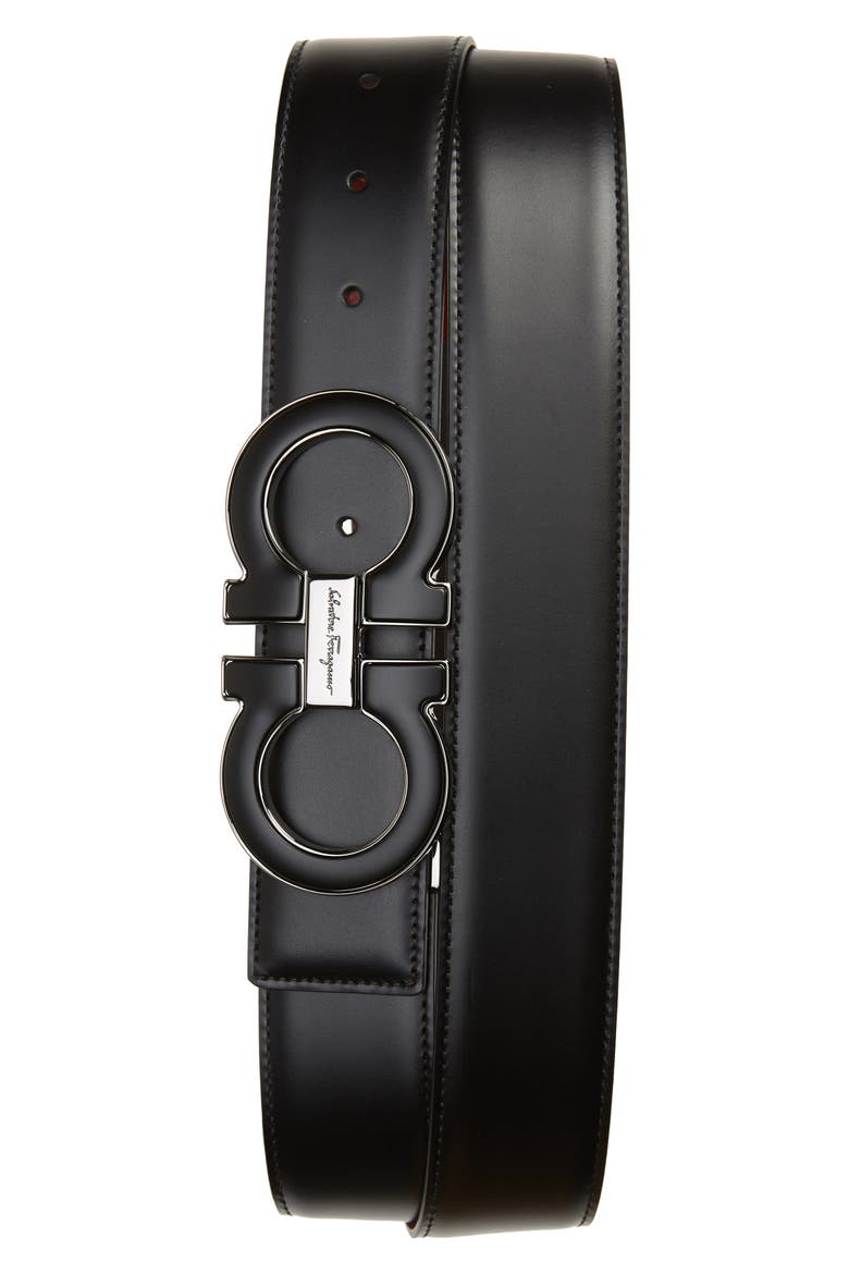 Savatore Ferragmao Paloma Gancini Reversible Leather Belt, Main, color, NERO ROSSO FERRAGAMO