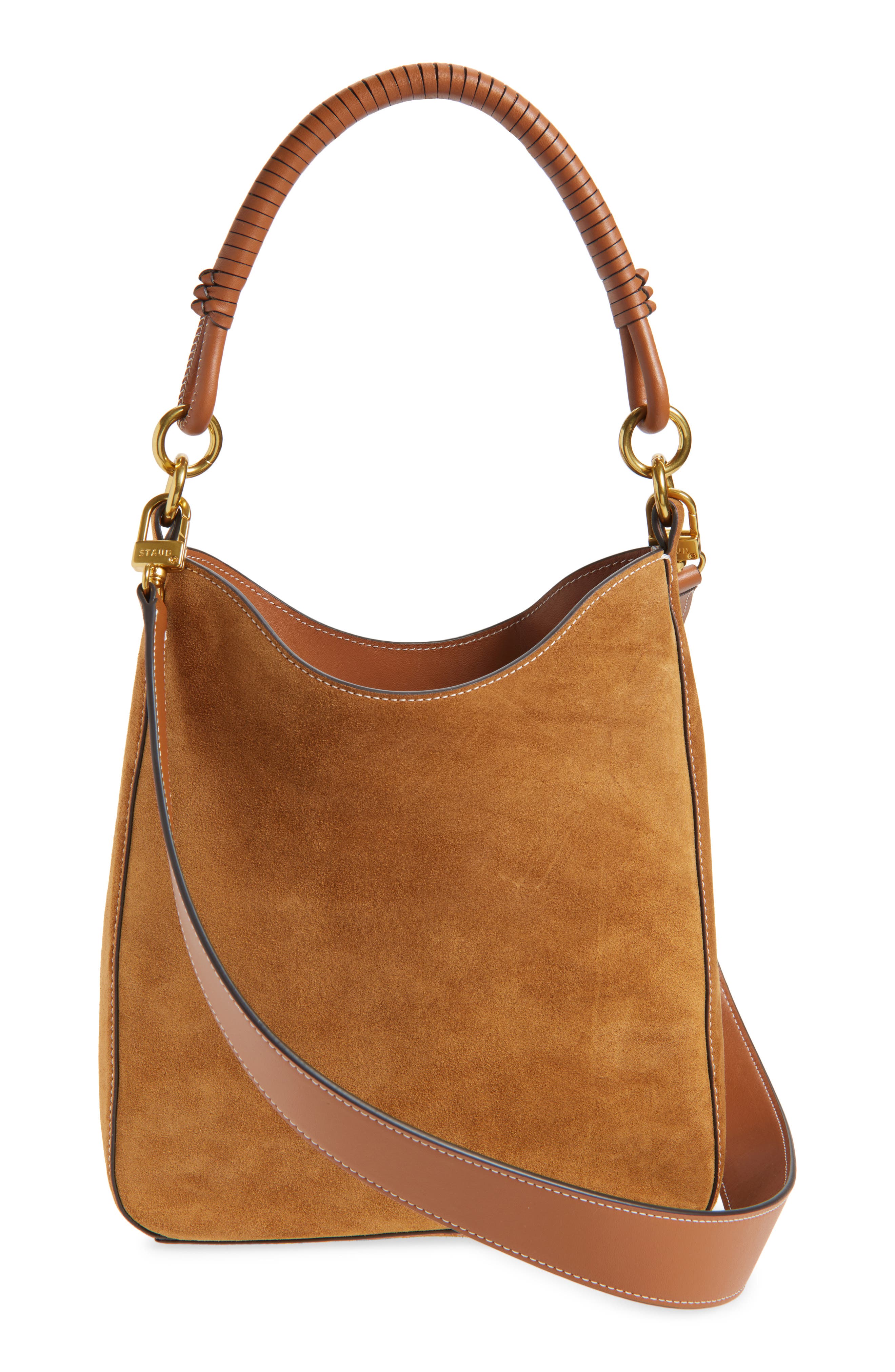 STAUD Mel Suede Shoulder Bag, Alternate, color, Truffle