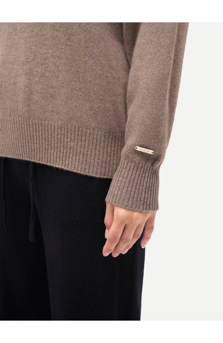 Gobi Cashmere Women T-Neck Cashmere Sweater, Alternate, color, Taupe