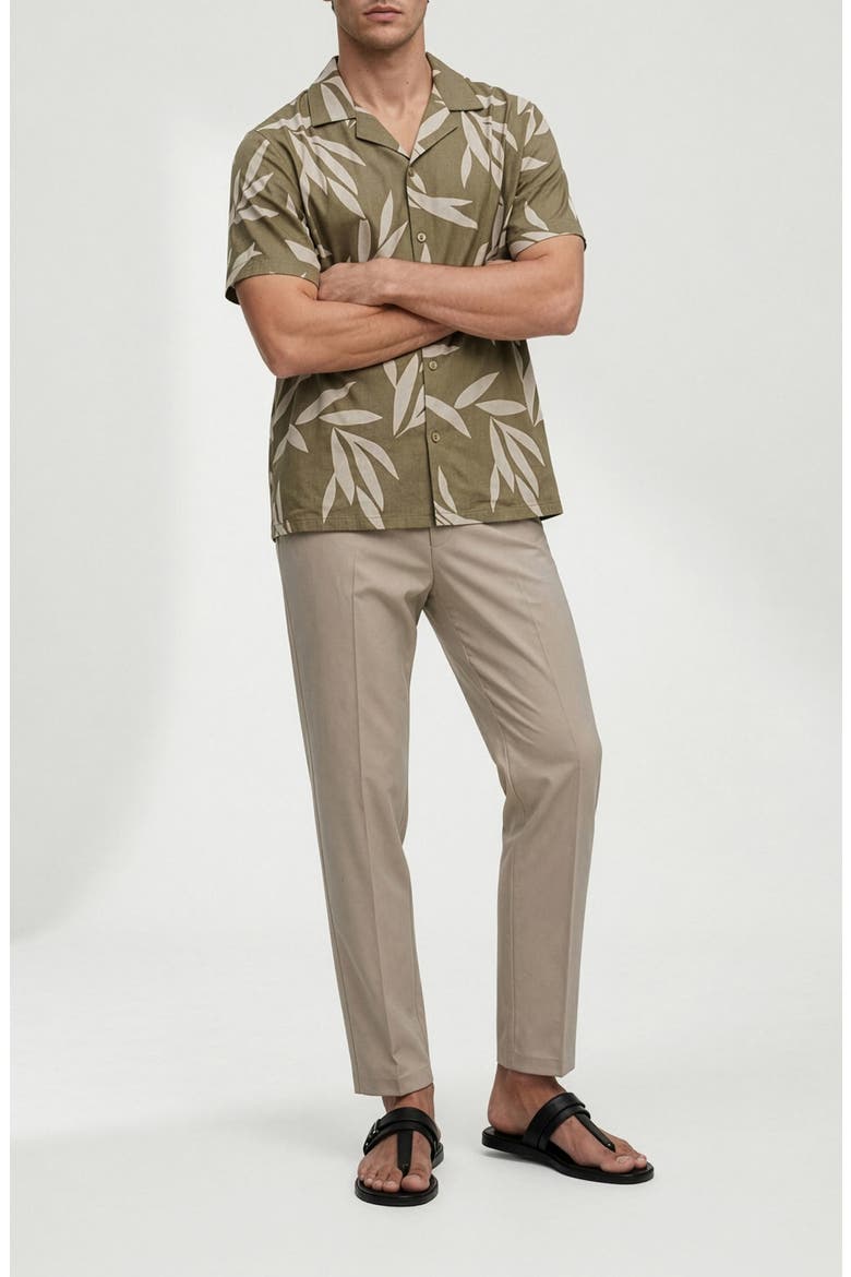 Corey Leaf Print Camp Shirt, Alternate, color, SAND