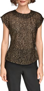 Donna Karan New York Metallic Cap Sleeve Top