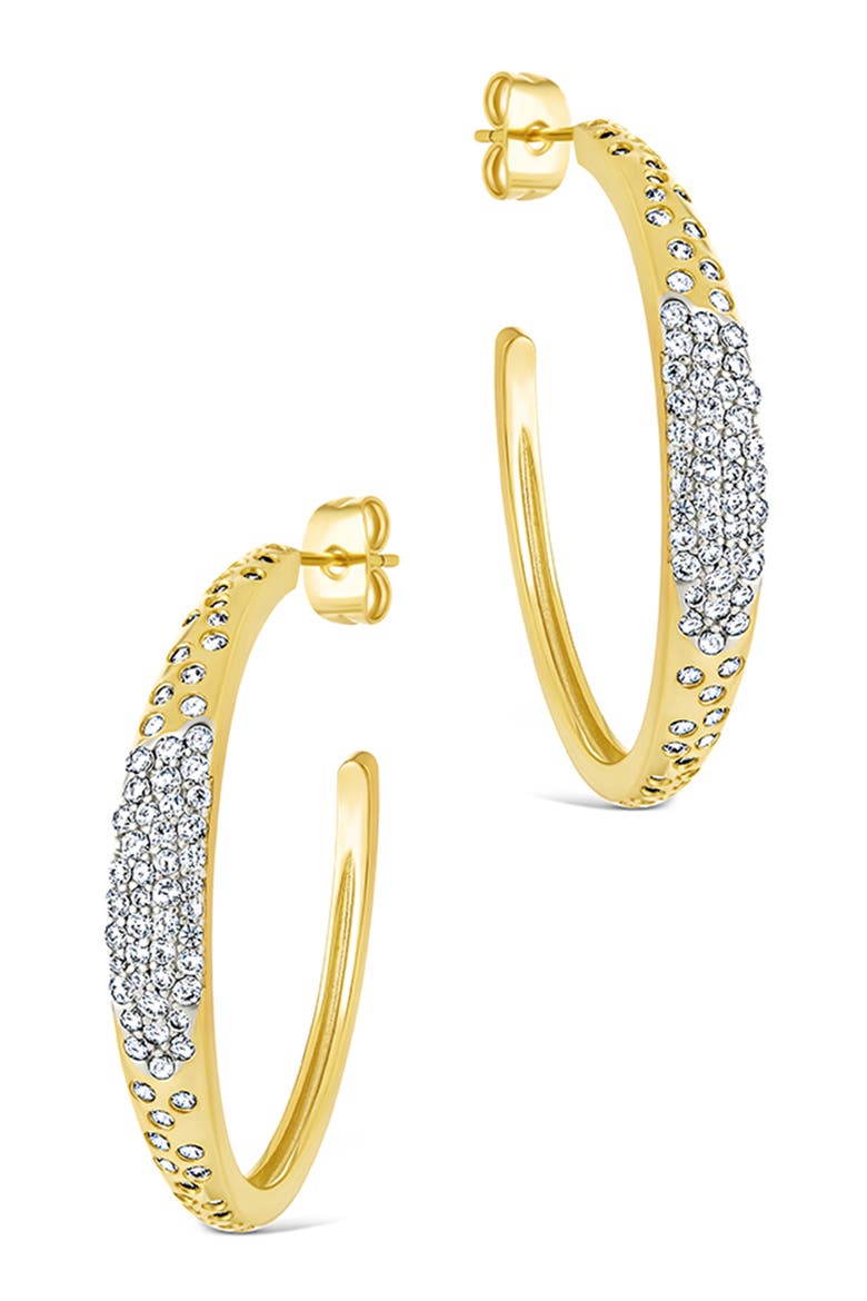 Cherise Pavé Cubic Zirconia Hoop Earrings, Alternate, color, GOLD