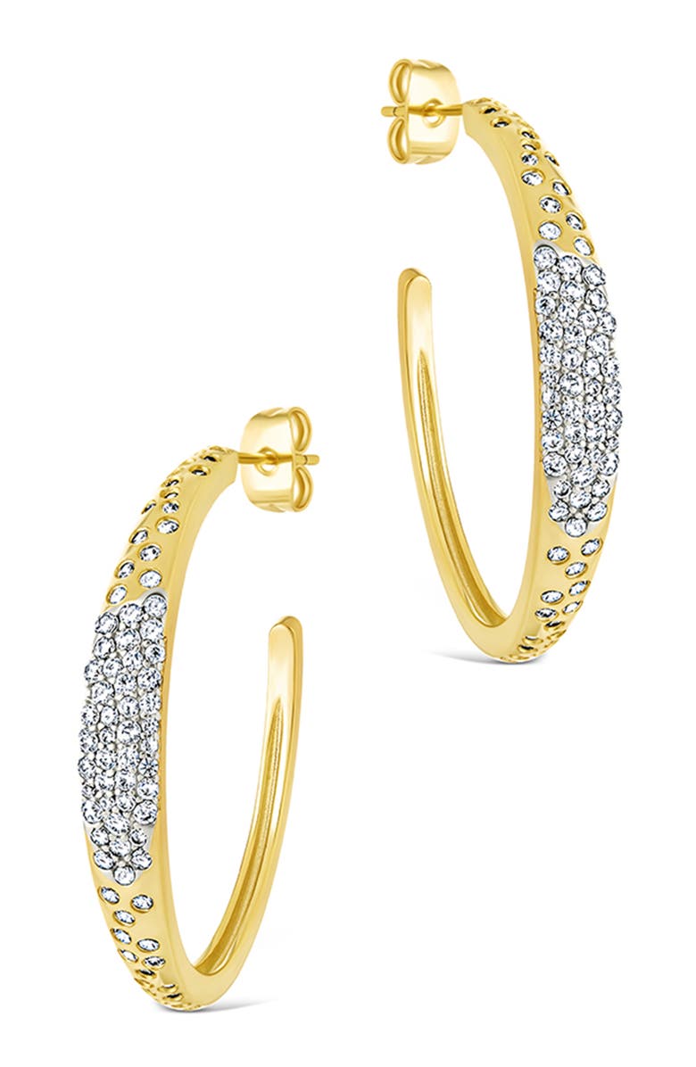 Sterling Forever Cherise Pavé Cubic Zirconia Hoop Earrings, Alternate, color, Gold