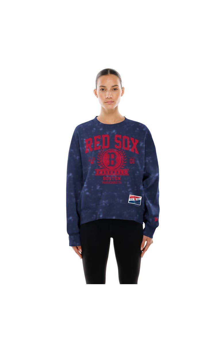 New Era Women's New Era  Navy Boston Red Sox Throwback Oversized Boxy Sweatshirt, Main, color, Navy