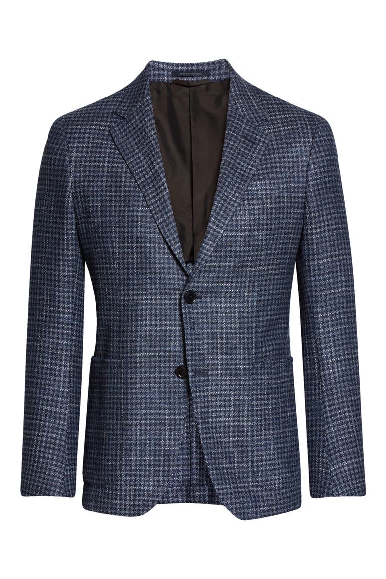 Crossover Micro Check Wool, Silk & Cashmere Sport Coat, Alternate, color, BLUE