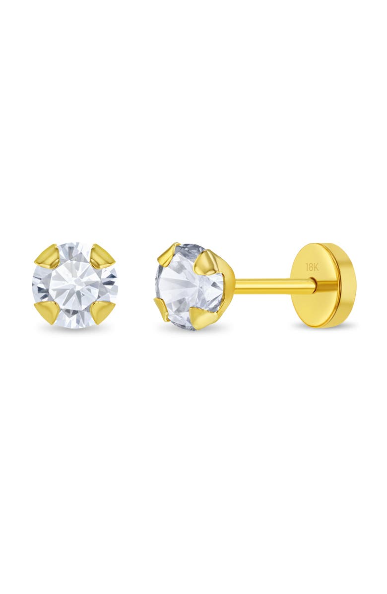 In Season Jewelry 18k Prong CZ Girl Earrings, Alternate, color, Gold