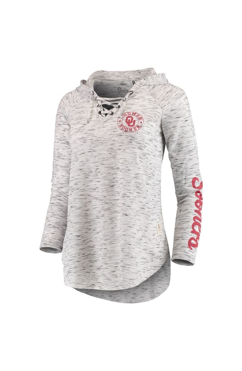 PRESSBOX Women's Pressbox Gray Oklahoma Sooners Space Dye Lace-Up V-Neck Long Sleeve T-Shirt, Alternate, color, Gray