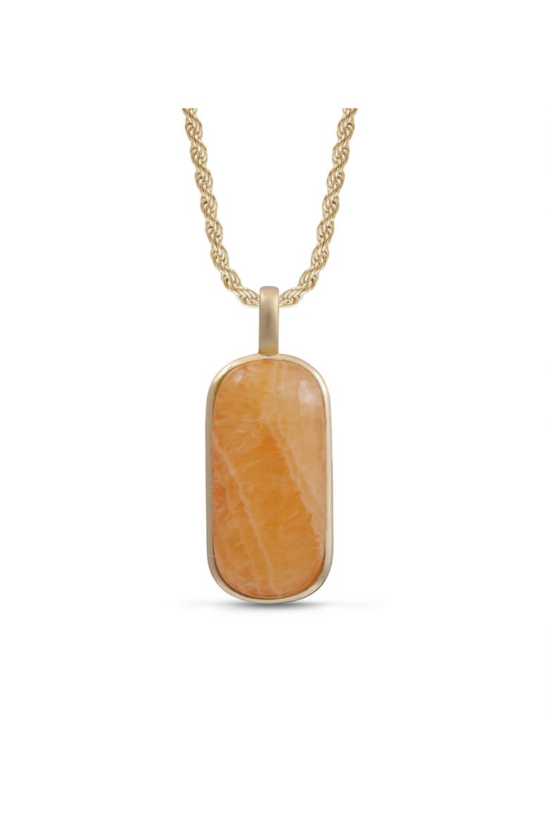 Yellow Lace Agate Sterling Silver Men Tag Necklace, Main, color, 14KT Gold Vermeil on Sterling