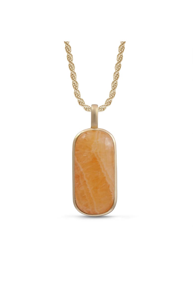 LuvMyJewelry Yellow Lace Agate Sterling Silver Men Tag Necklace, Main, color, 14Kt Gold Vermeil On Sterling