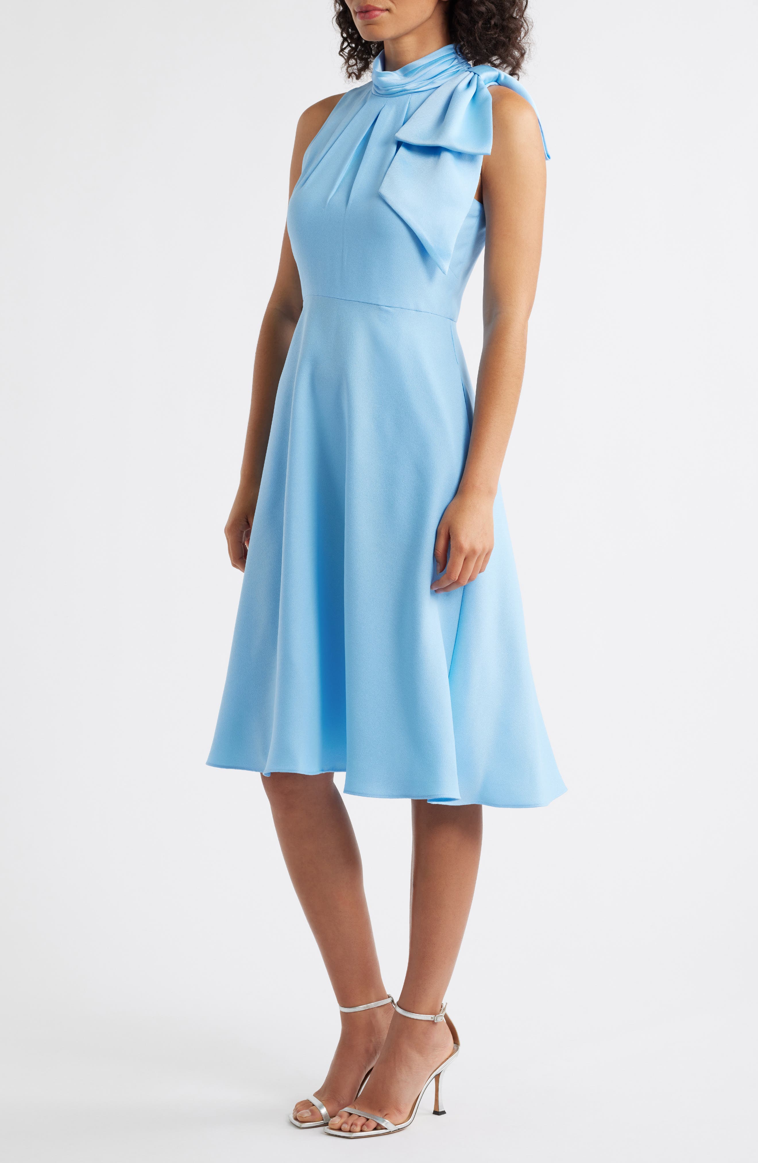 eliza j side bow cocktail dress ELIZA J Bow Trim Illusion Sheath Dress