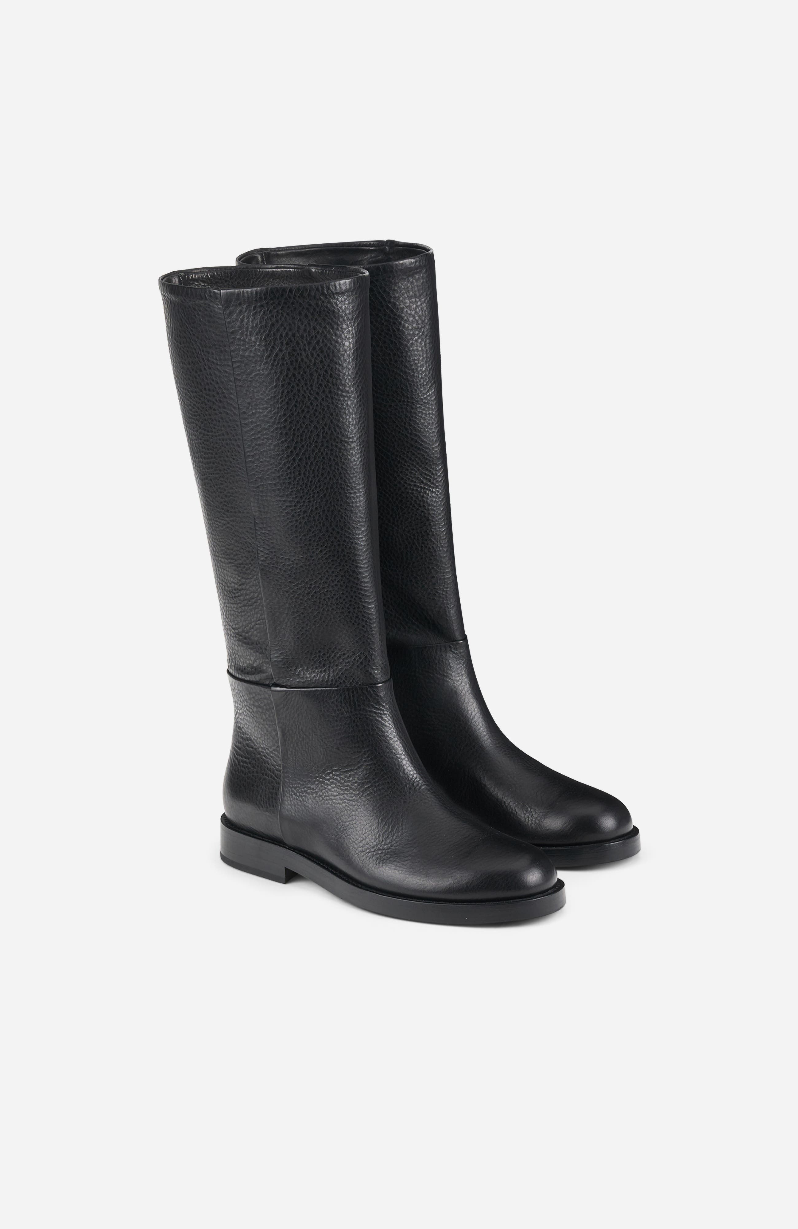 Zenit Pull-On Tube Leather Boot, Alternate, color, Black Leather