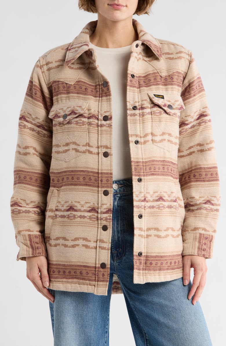 Wrangler Retro Jacquard Shacket, Alternate, color, Tan/Brown