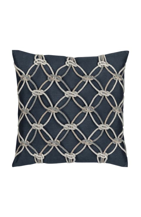Rope Hand Knotted Macrame Indoor & Outdoor Woven Accent Pillow
