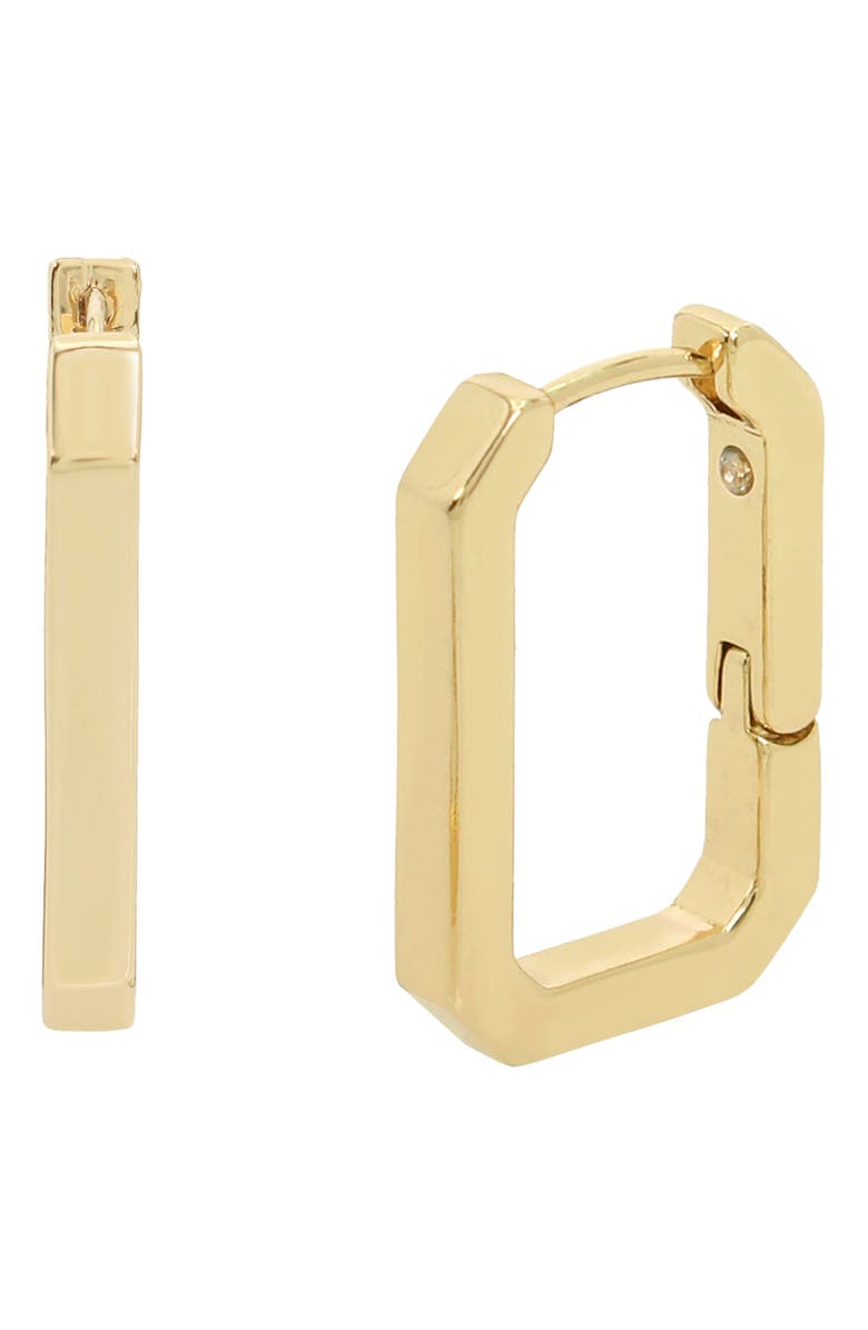 AllSaints Small Hexagon Huggie Hoop Earrings, Main, color, Gold