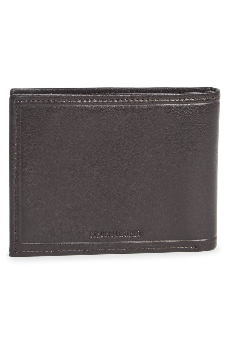 Stitch Crease Leather Bifold Wallet, Alternate, color, BROWN