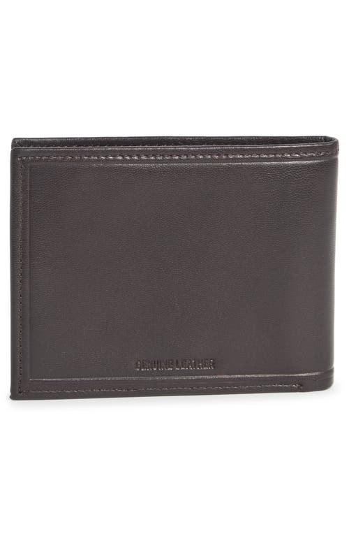 Original Penguin Stitch Crease Leather Bifold Wallet In Brown