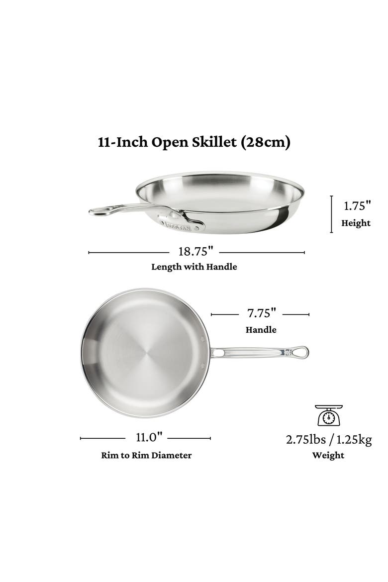ProBond® Luxe Professional Clad Stainless Steel 11-Inch Skillet with Lid, Alternate, color, NO COLOR