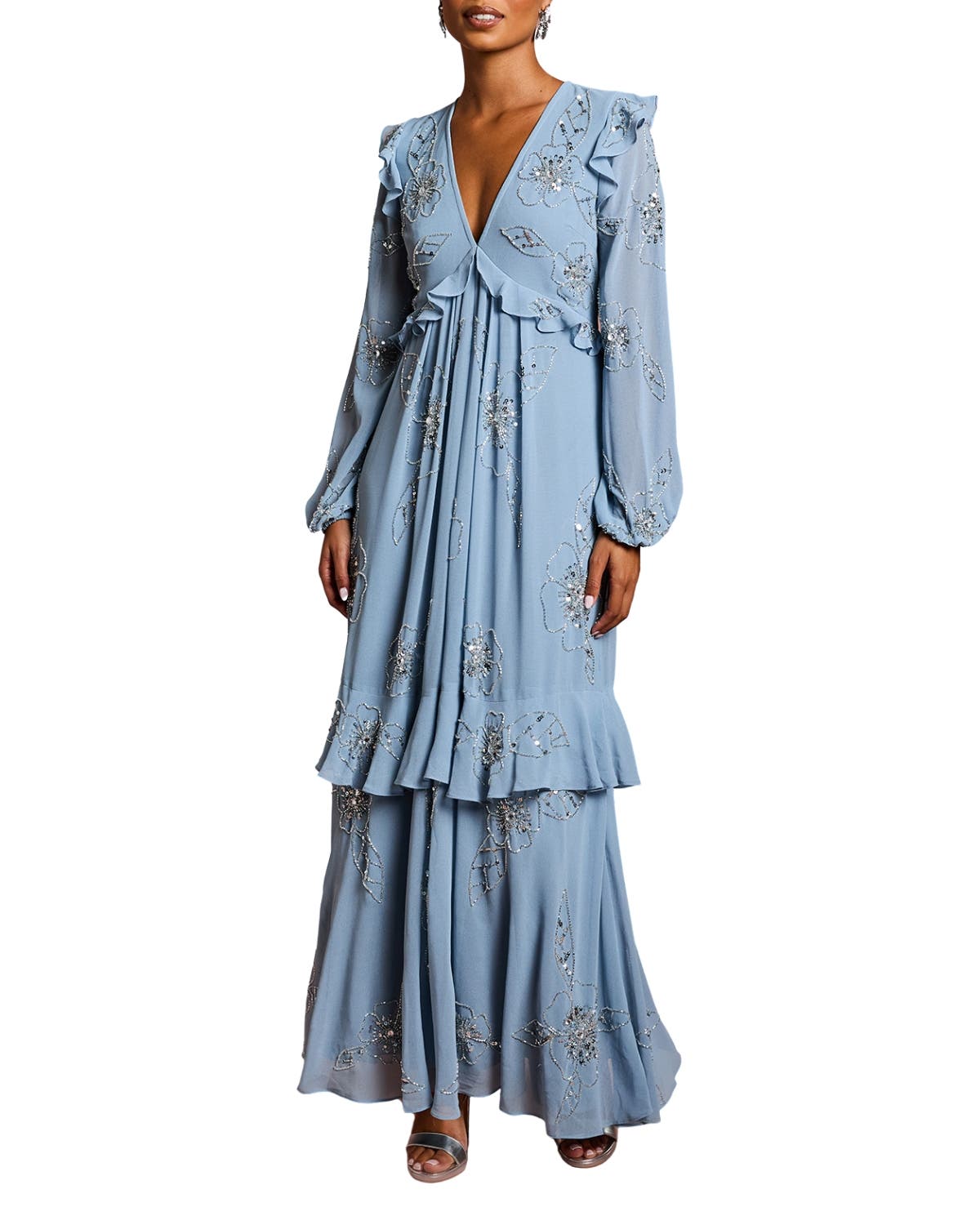 Petite Embellished Flower Georgette Dress