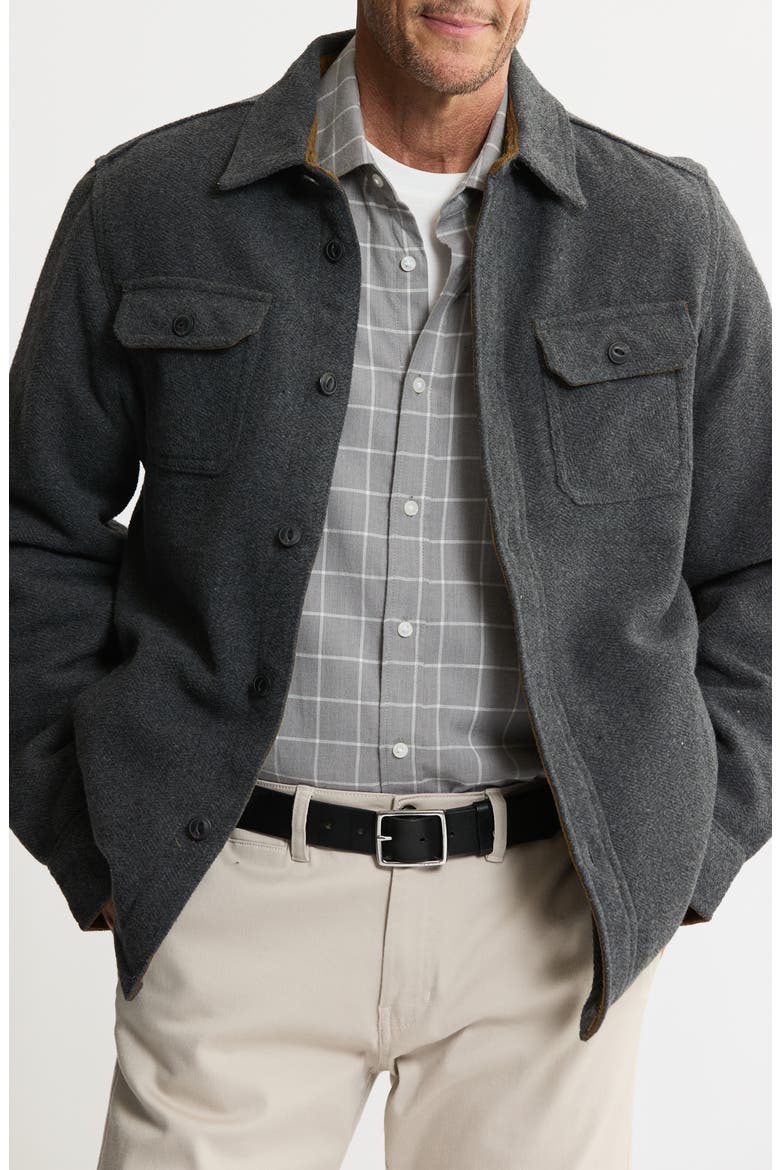 Herringbone Knit Shirt Jacket, Main, color, CHARCOAL