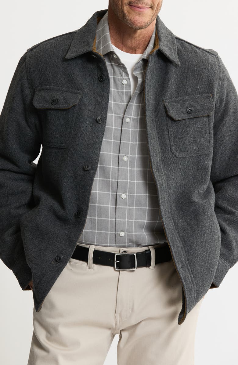 JACHS Herringbone Knit Shirt Jacket, Main, color, Charcoal