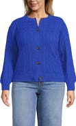 Lands' End Drifter Classic Cable Crew Neck Cardigan Sweater