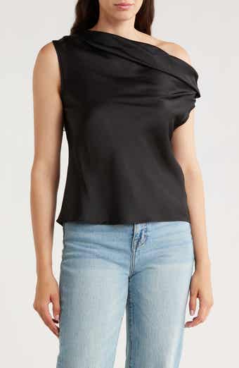 Renee C One-Shoulder Satin Tank
